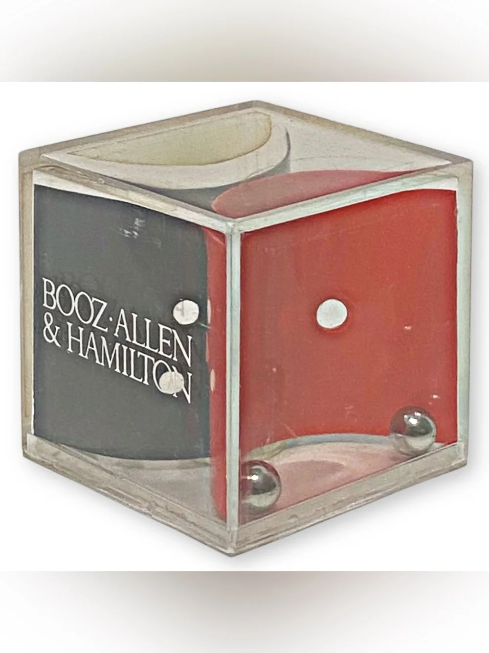 Booz Allen & Hamilton Vintage 80s Red Black Clear Acrylic Dexterity Puzzle Game